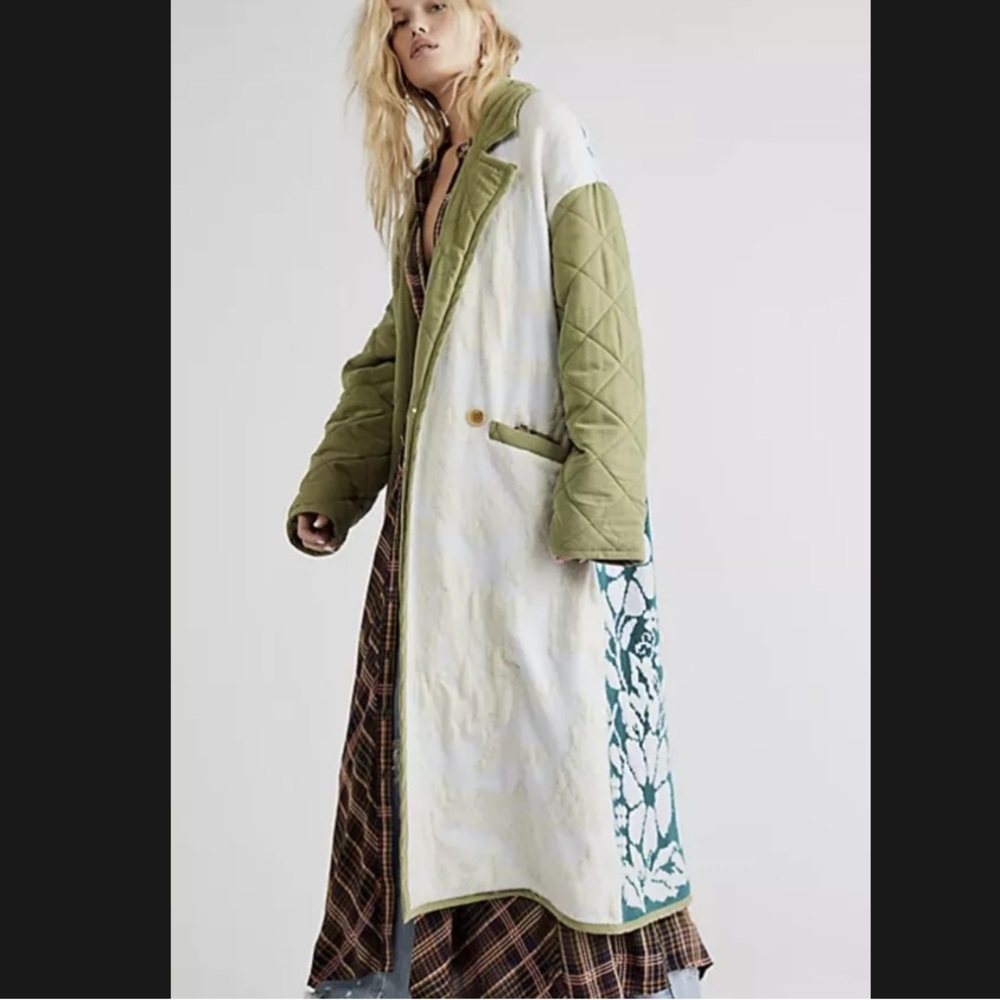 NWT Free People Home Sweet Home Coat Quilted Sweater Duster Jacket SZ S Z450 - Picture 2 of 5